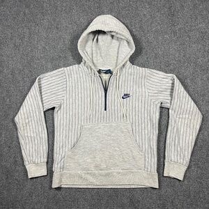 Vintage 80s Nike Quarter Zip Pullover Hoodie Gray Womens Medium 0898